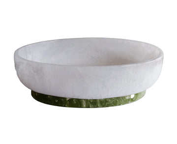 Beatriz Ball Resin Rio Large Oval Bowl with Base (White and Green)