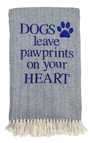 Dogs Leave Pawprints on Your Heart Throw