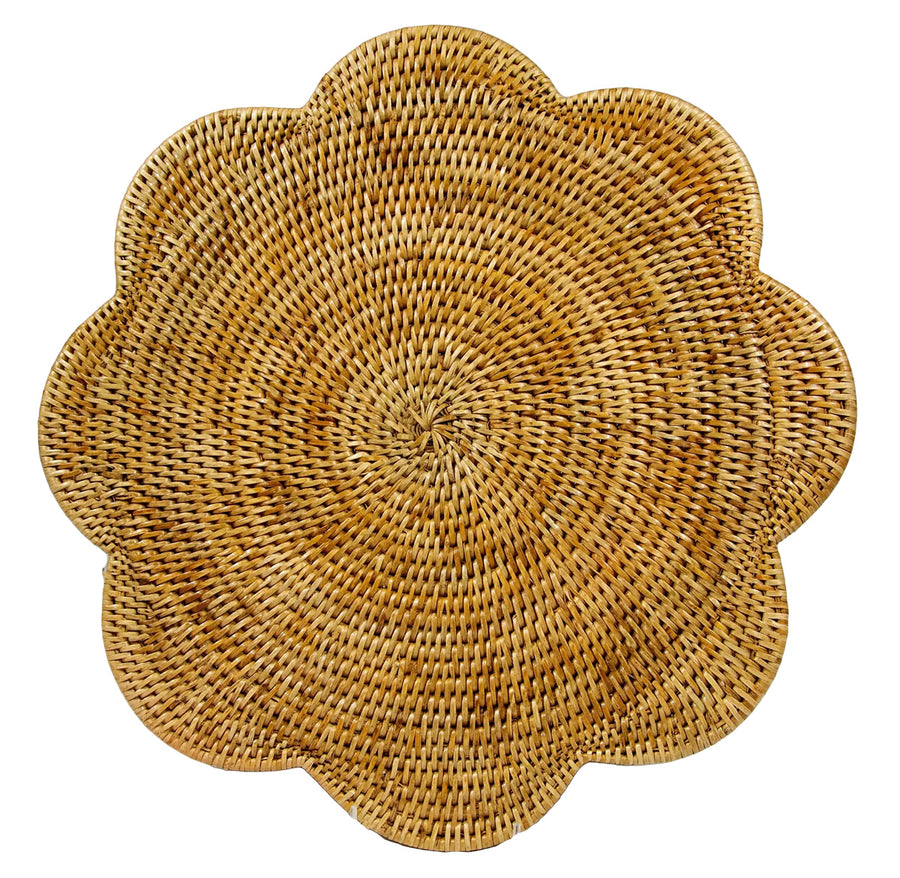 Scalloped Rattan Placemat Honey