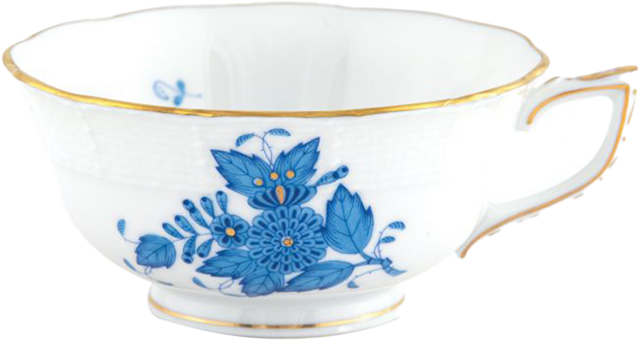 Herend Chinese Bouquet Blue Teacup and Saucer