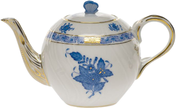 Herend Chinese Bouquet Blue Tea Pot with Butterfly