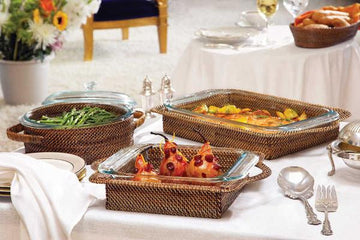 RATTAN BAKING WITH PYREX DISHES