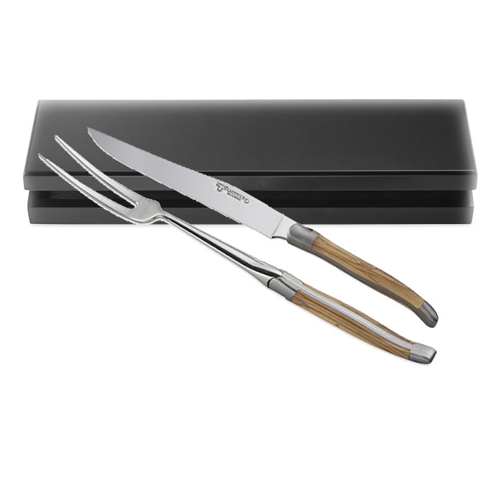 Laguiole Serving Set - 2 pc. Olive wood and Stainless Steel