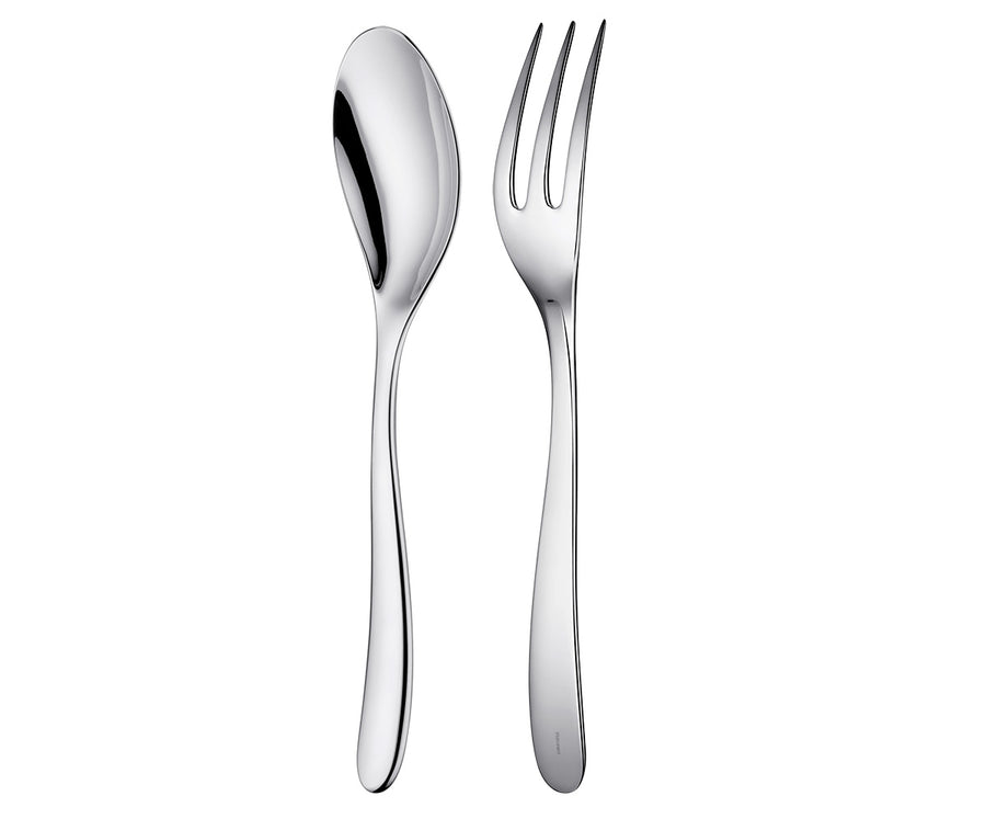 Christofle L'Ame Stainless Serving Spoon and Fork