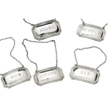 MADE EXPRESSLY FOR A MANO- SILVER PLATED LIQUOR TAGS